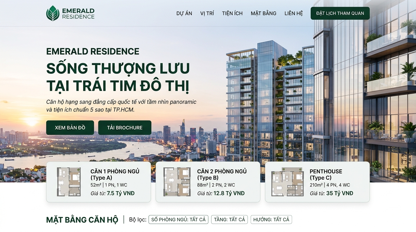 Mẫu 1: Website Dự án Bất động sản